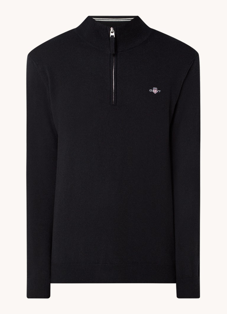 Gant Fine-knit wool pullover with half zip