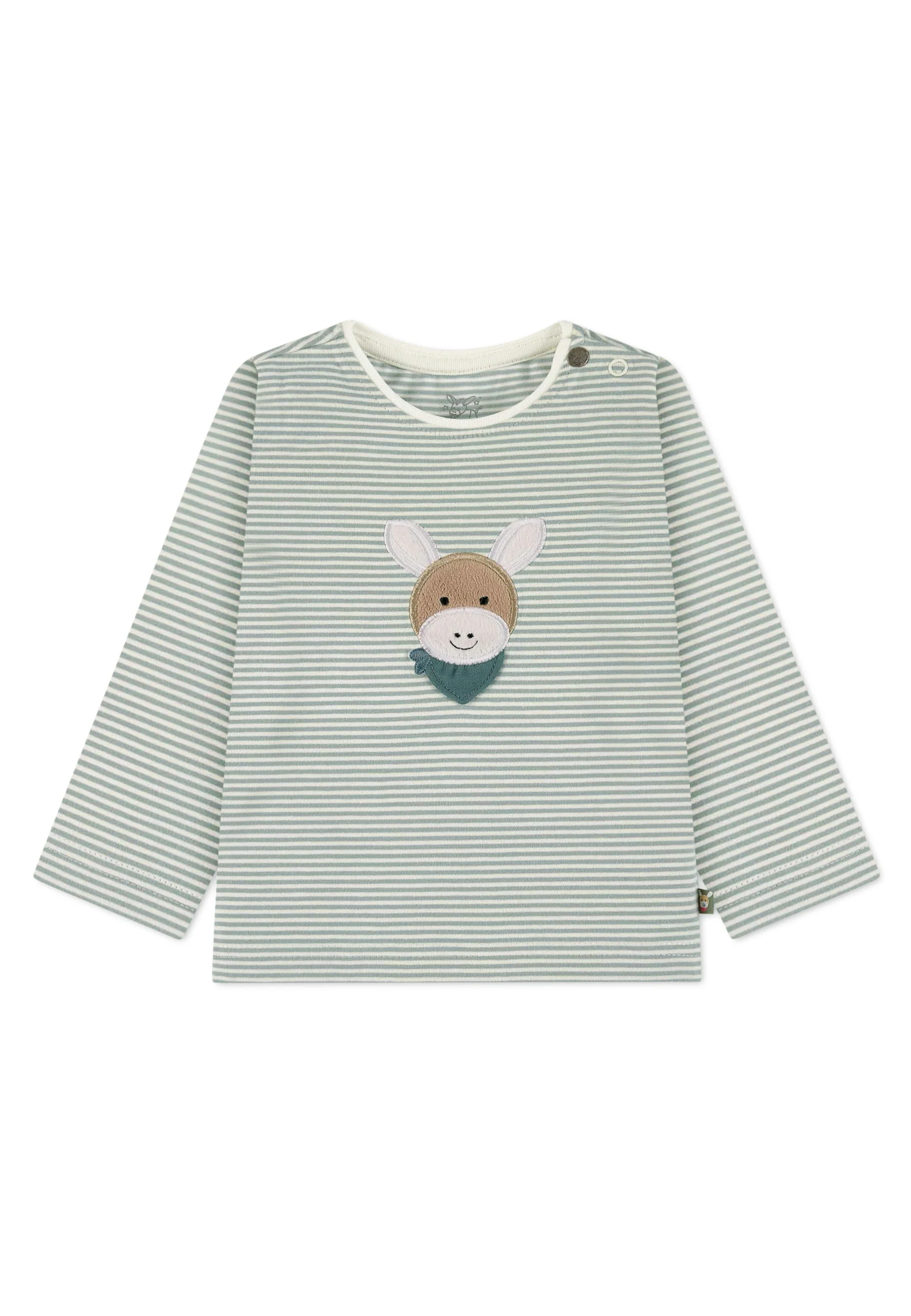 GOTS Langarm-Shirt Esel Emmi Stickerei, gestreift