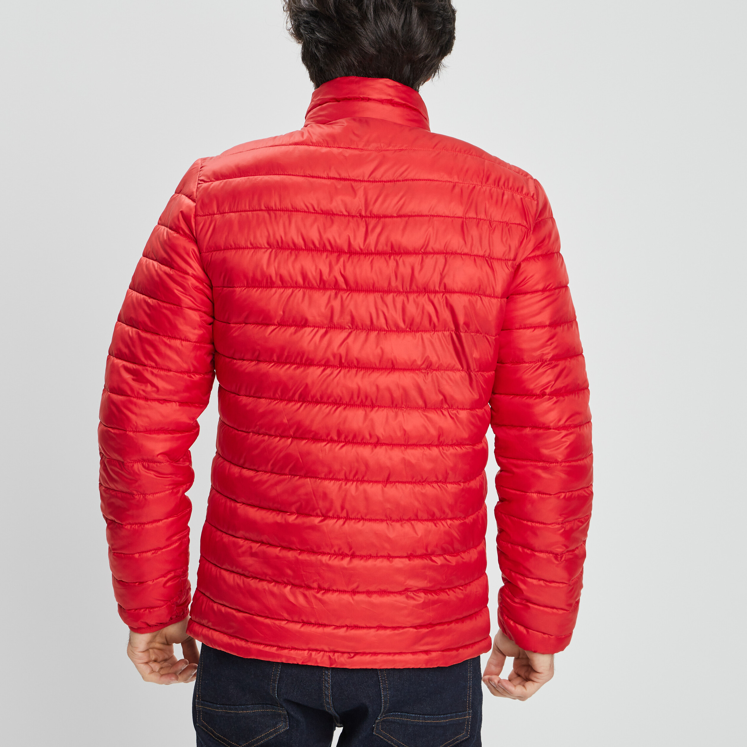 Doudoune droite légère col montant rouge homme | La Halle