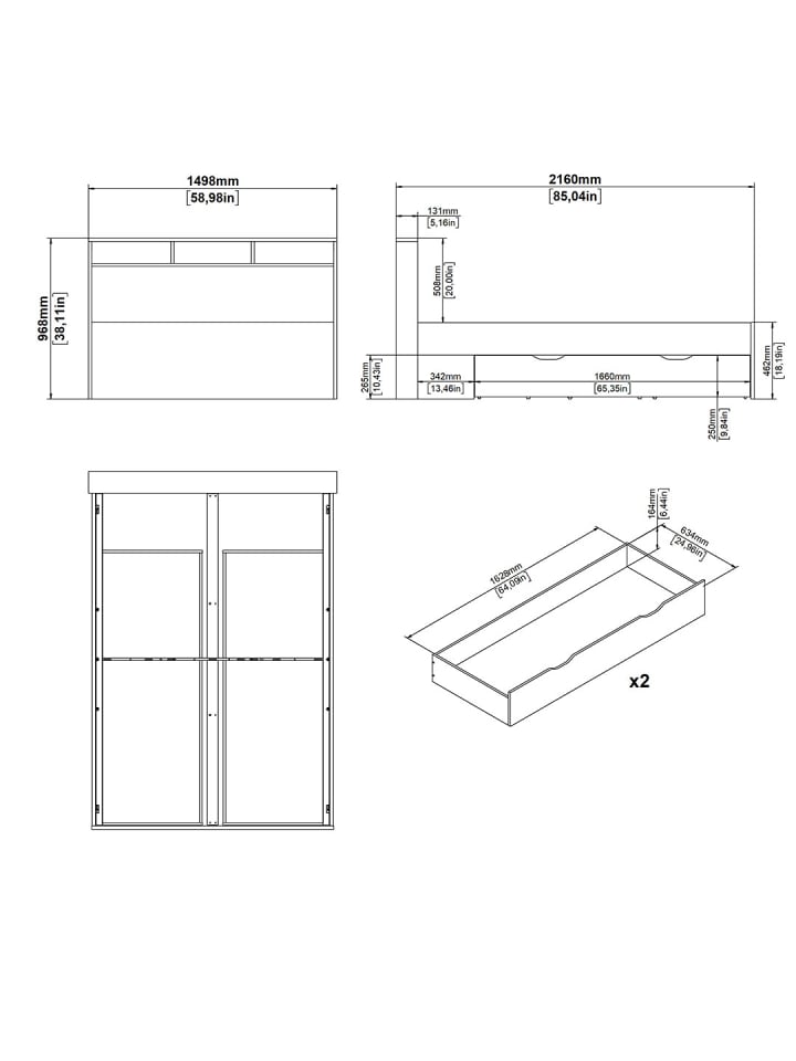ebuy24 Bett Ikast Eiche 150 x 216 cm günstig kaufen onesize