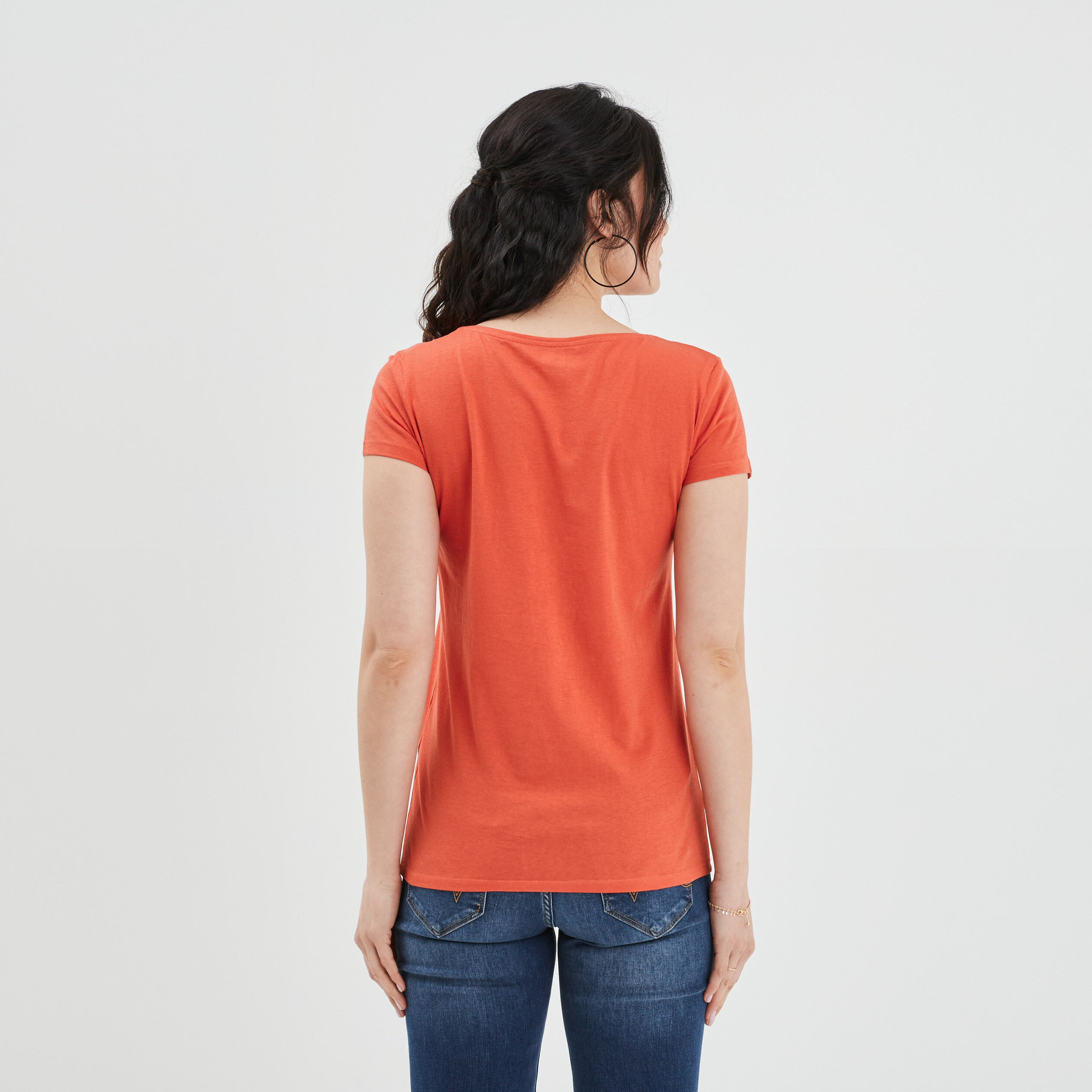 T-shirt manches courtes orange foncé femme | La Halle