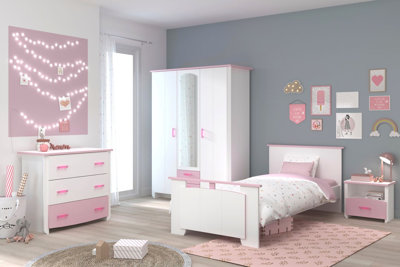 Parisot Kinderzimmer, Biotiful 12, 4-tlg., Weiss / Rosa