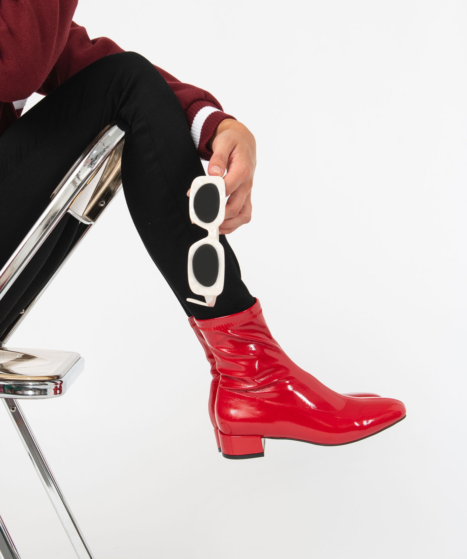 Boots chaussettes à tige souple femme rouge | GEMO