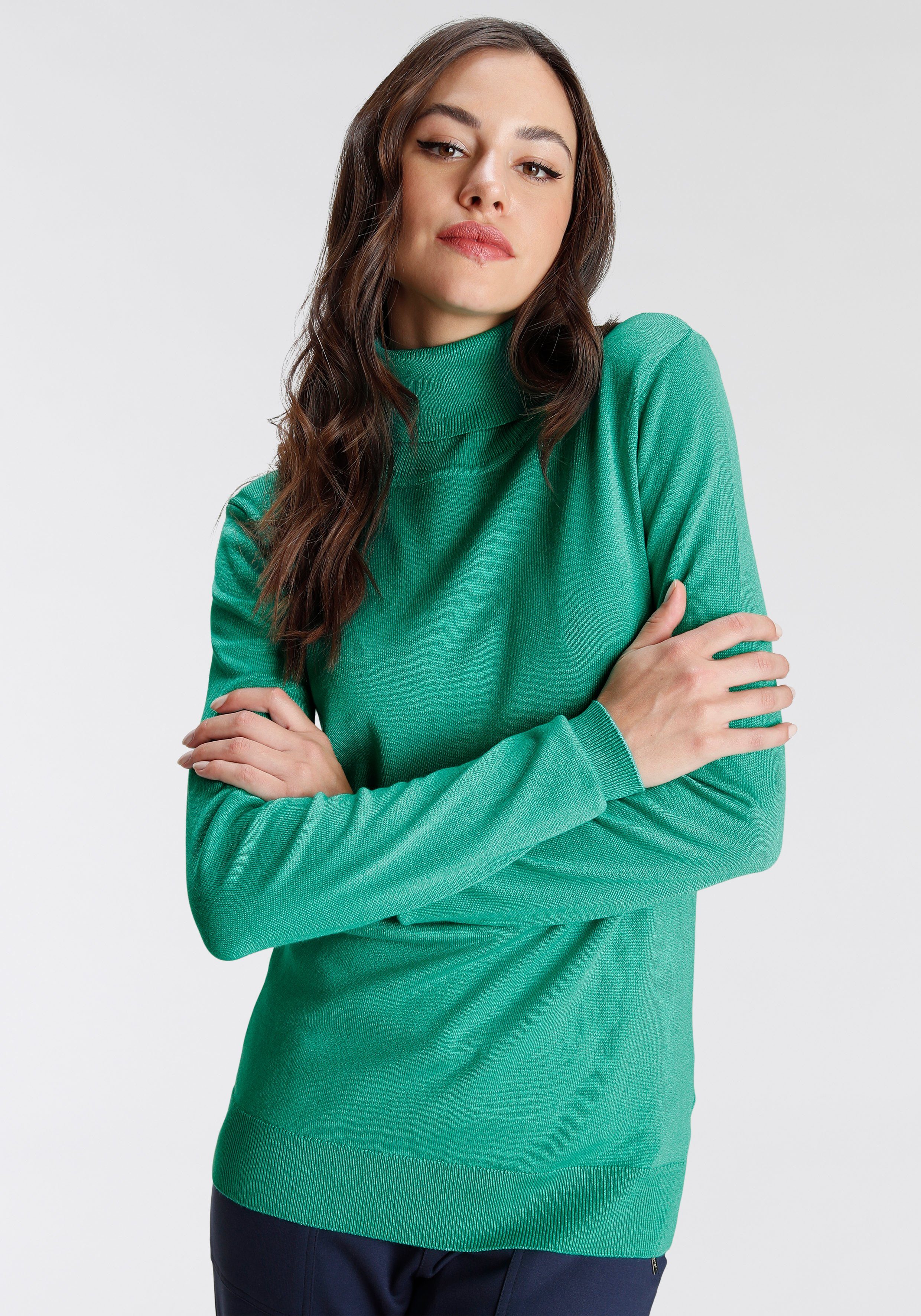 Bruno Banani Rollkragenpullover mit Metalllogo-NEUE FARBEN