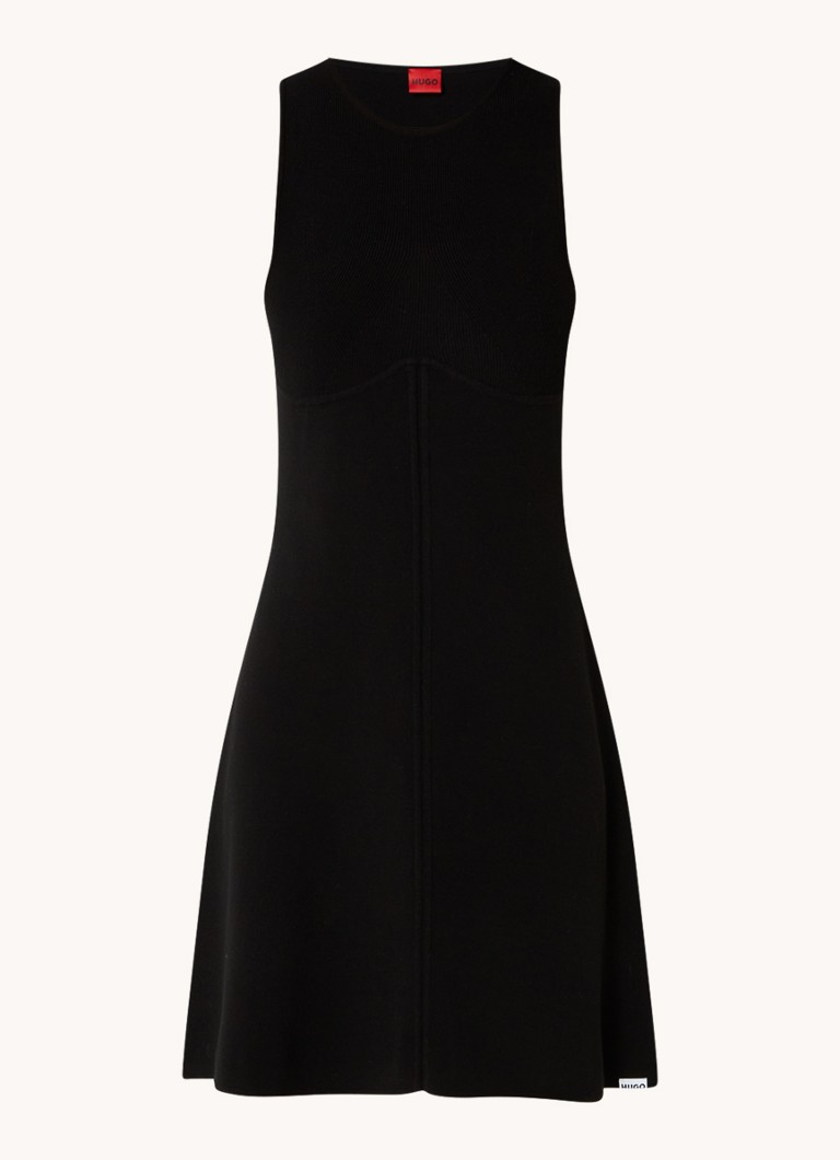 Rochie scurtă HUGO BOSS Srirangla cu nervuri elastice