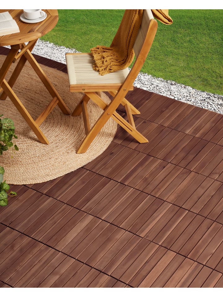 Beliani 10-tlg Outdoor Bodenbelag ACCETTURA in Braun günstig kaufen onesize