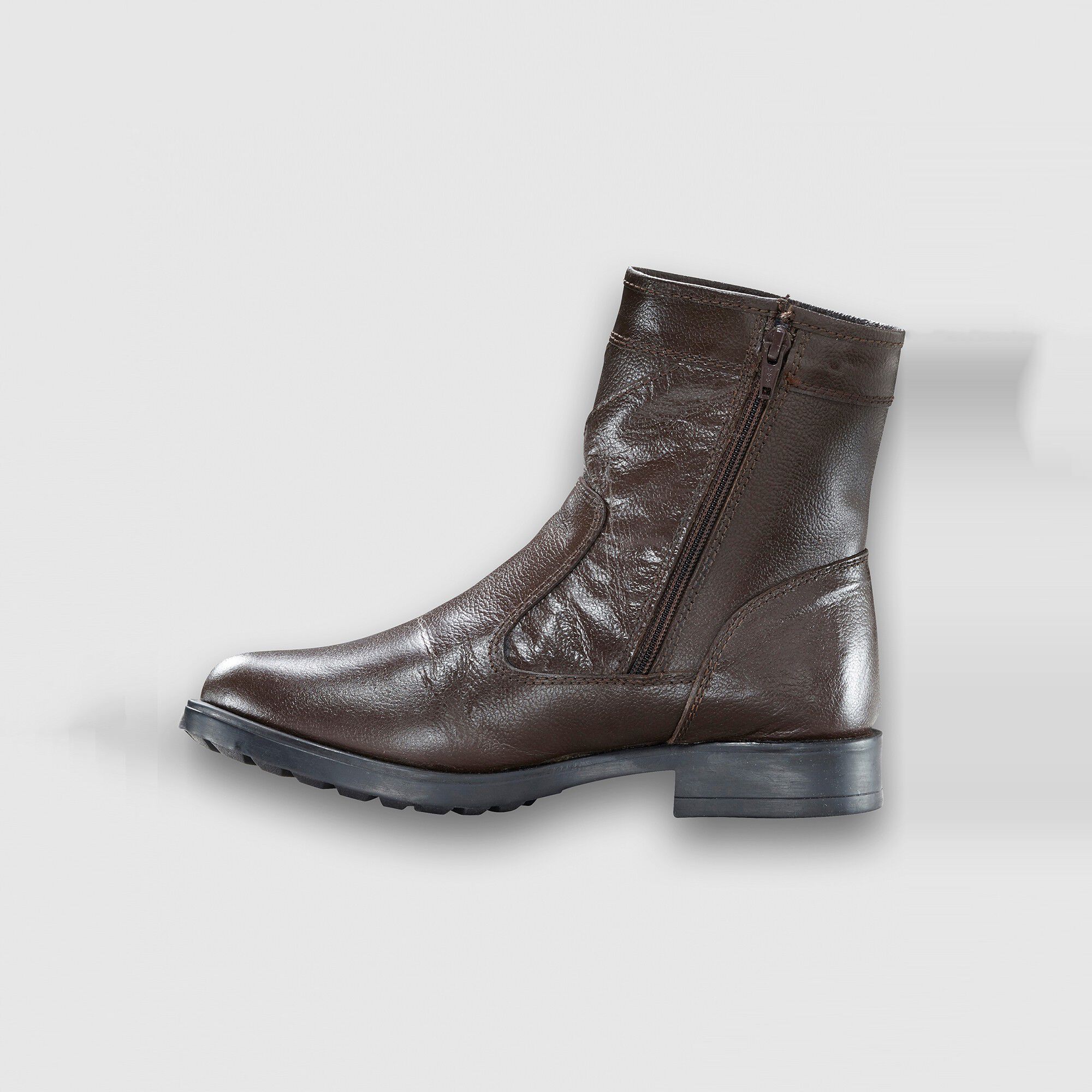 Botillons zippés cuir fourrés laine