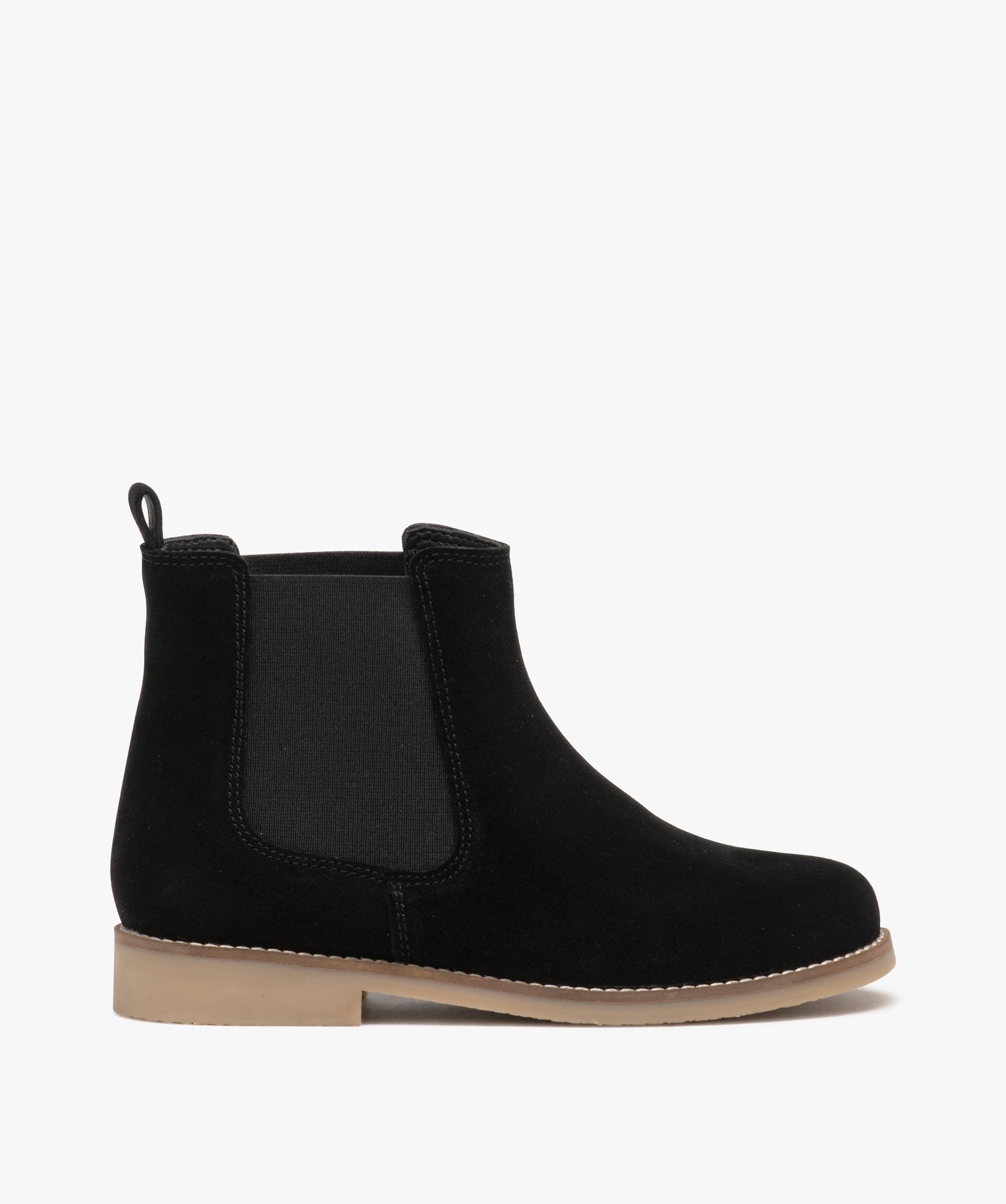 Boots fille unies en suédine style Chelsea noir | GEMO