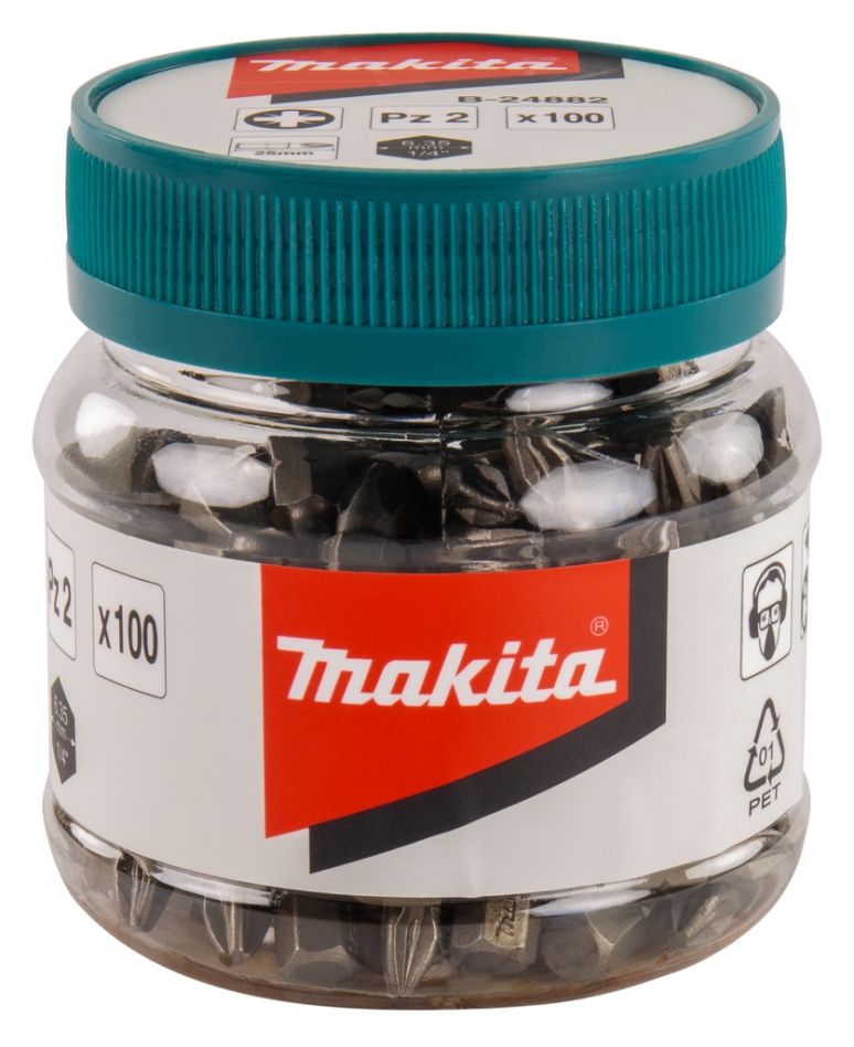 Makita Accessories B-24882 Biți de șurubelniță PZ2x25mm în cutie 100 bucăți