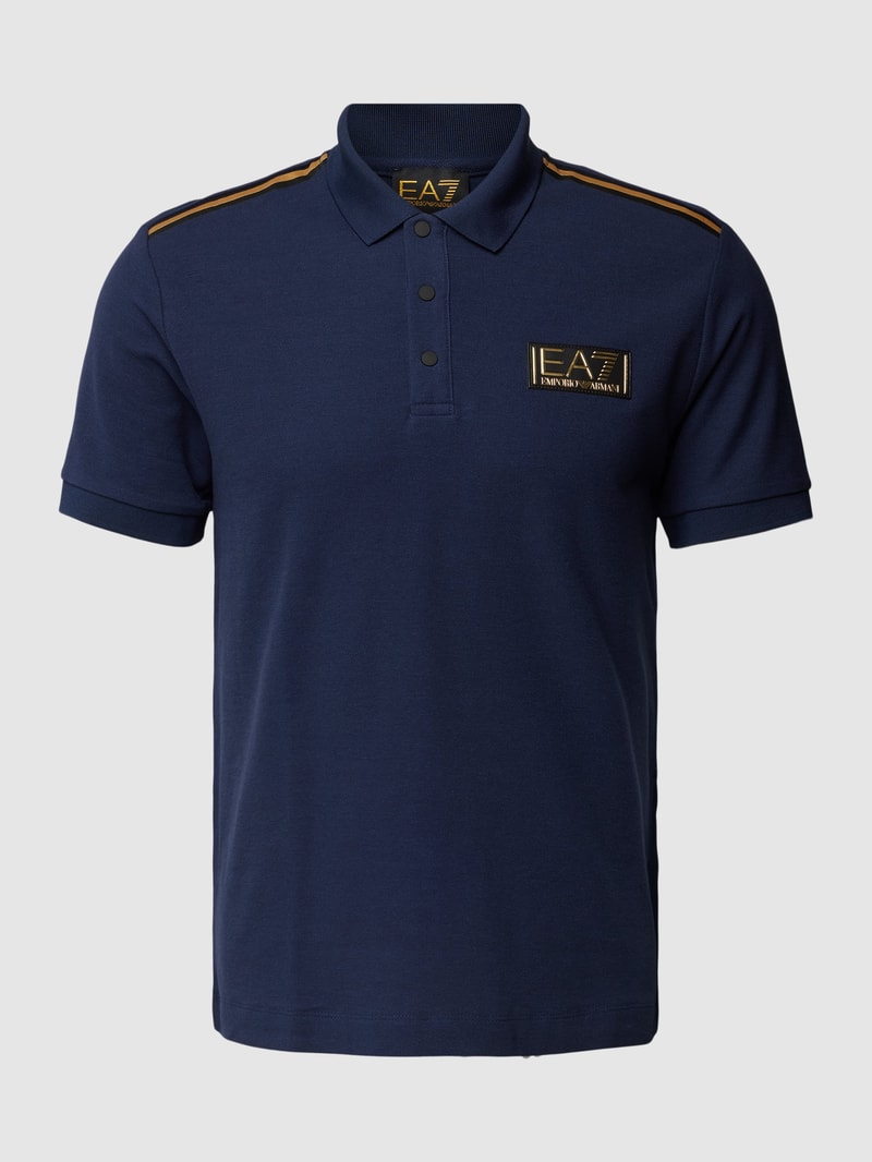 Poloshirt mit Label-Print in marineblau