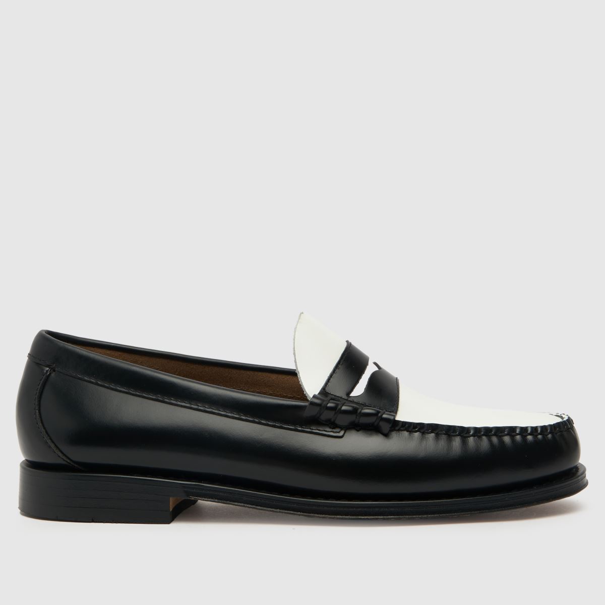 GH BASS – Svarta och vita, klassiska Larson-loafers med pennyboots
