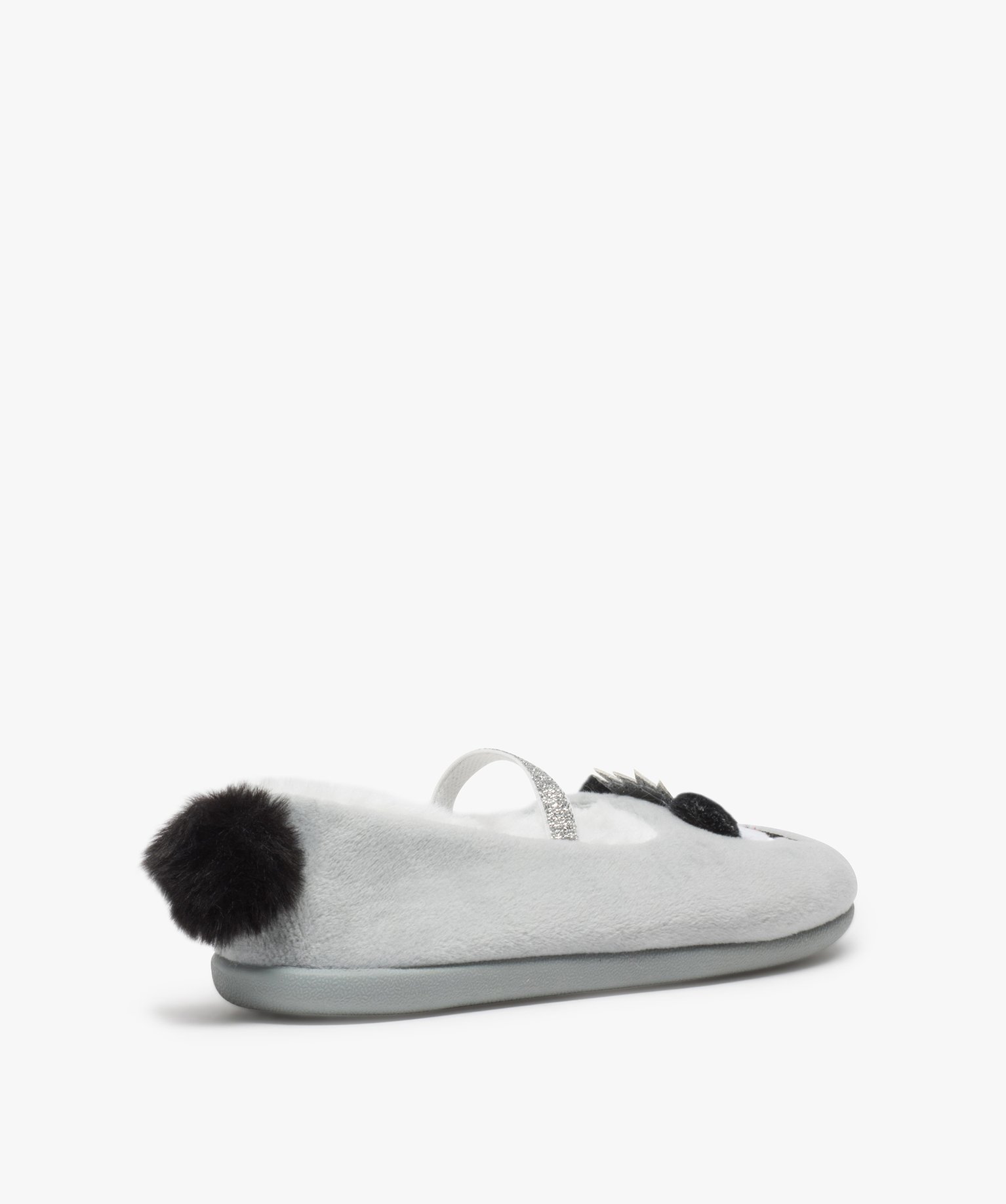 Chaussons fille forme ballerine avec motif panda gris | GEMO