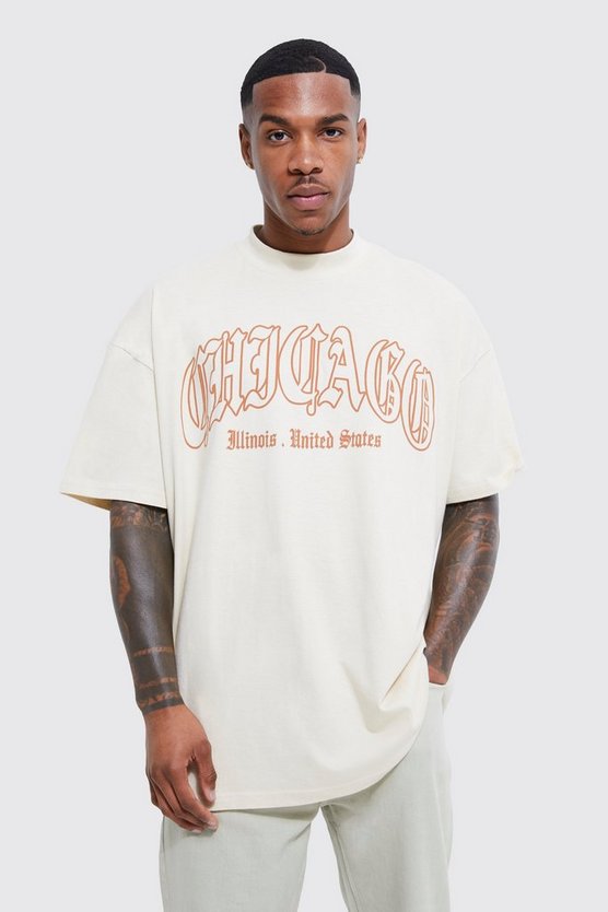 Oversize T-Shirt mit Chicago-Print