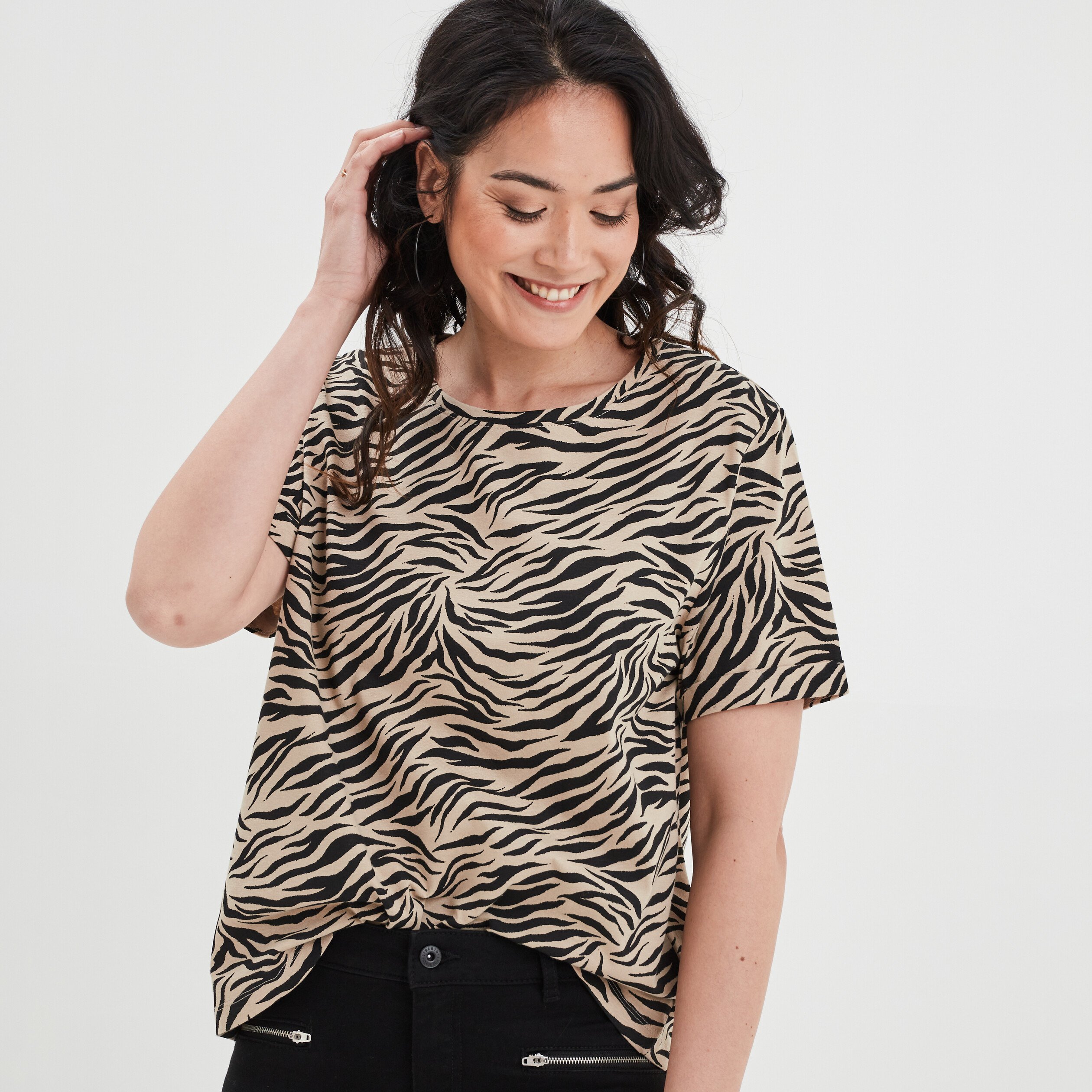 T-shirt oversize dos long Liberto beige femme | La Halle