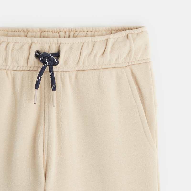 Jogging uni à poches cargo beige garçon