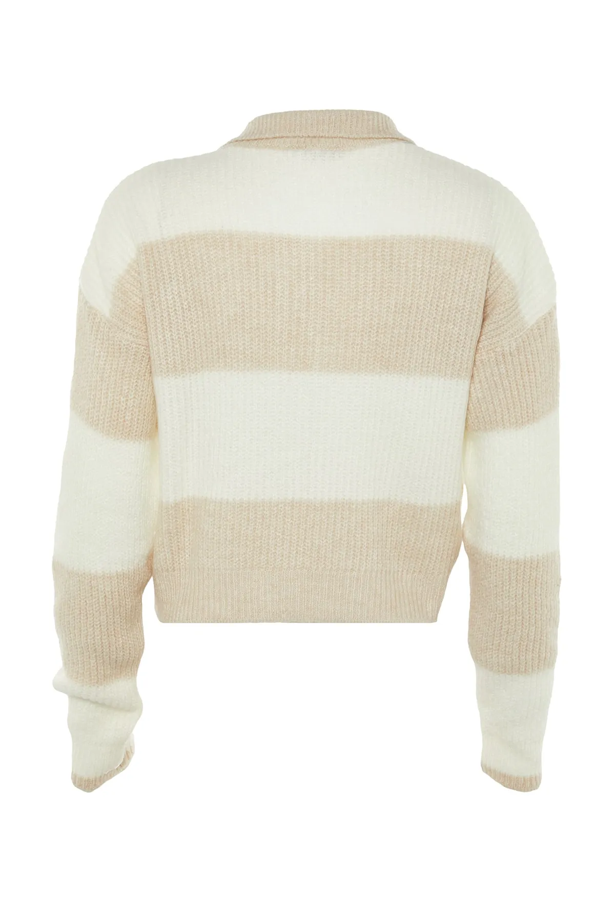 Trendyol Collection  Steinfarbener, weich strukturierter Strickpullover mit Farbblockdesign TWOAW22KZ0226