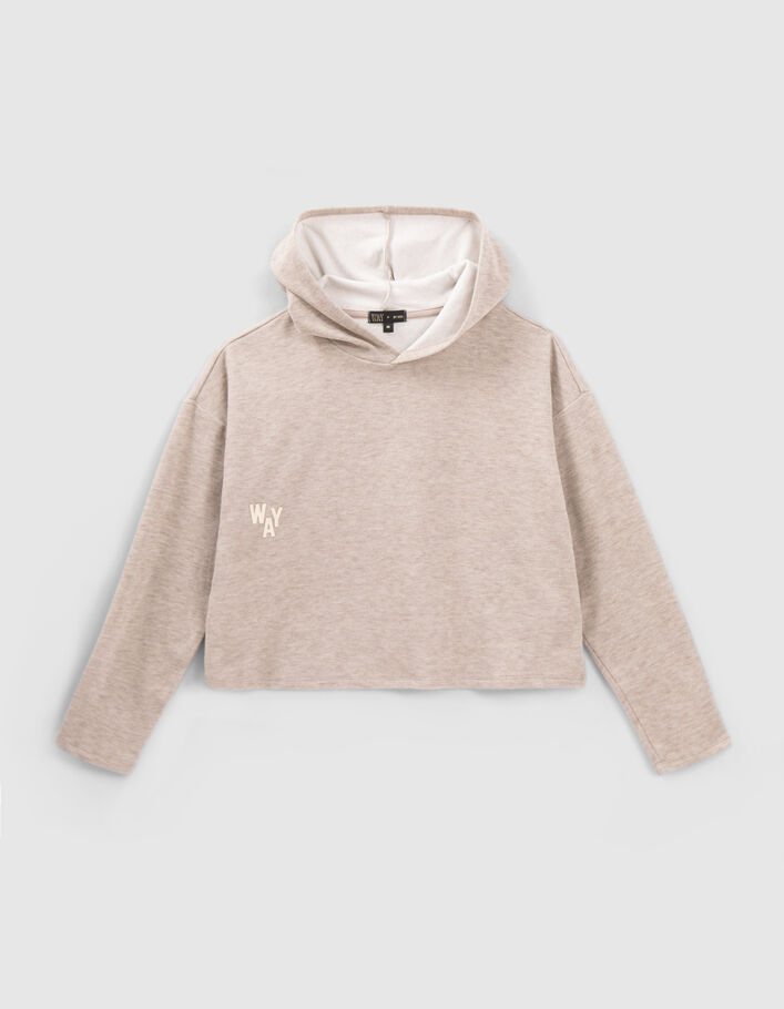 T-shirt beige à capuche maxi print dos fille