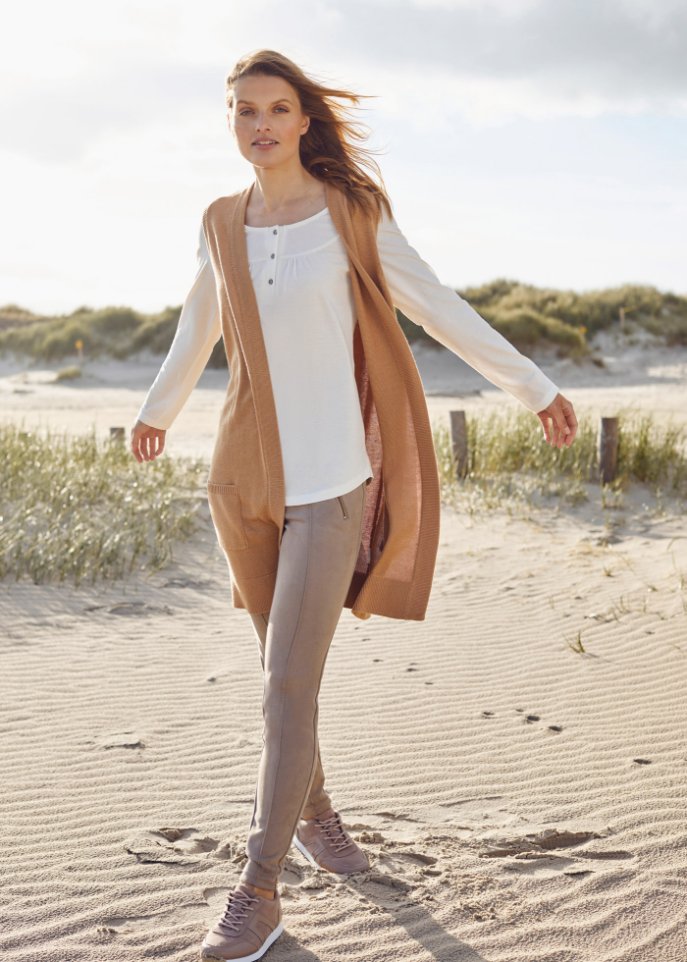 Velourslederimitat-Hose mit Biesen und Stretch-Anteil, Komfortbund