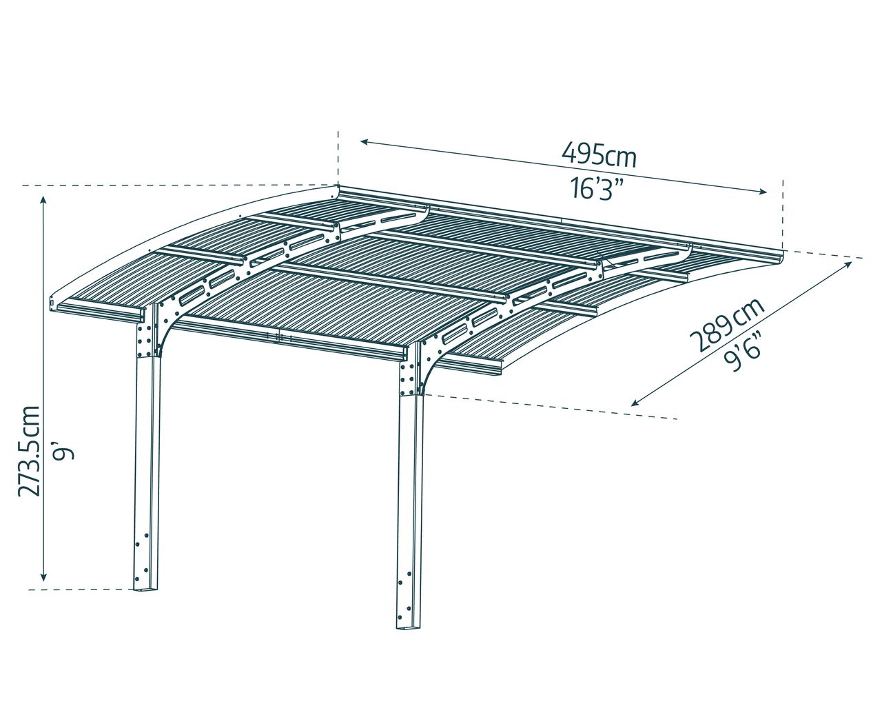 Canopia by Palram Carport Arizona Wave  495 x 289 cm Anthrazit