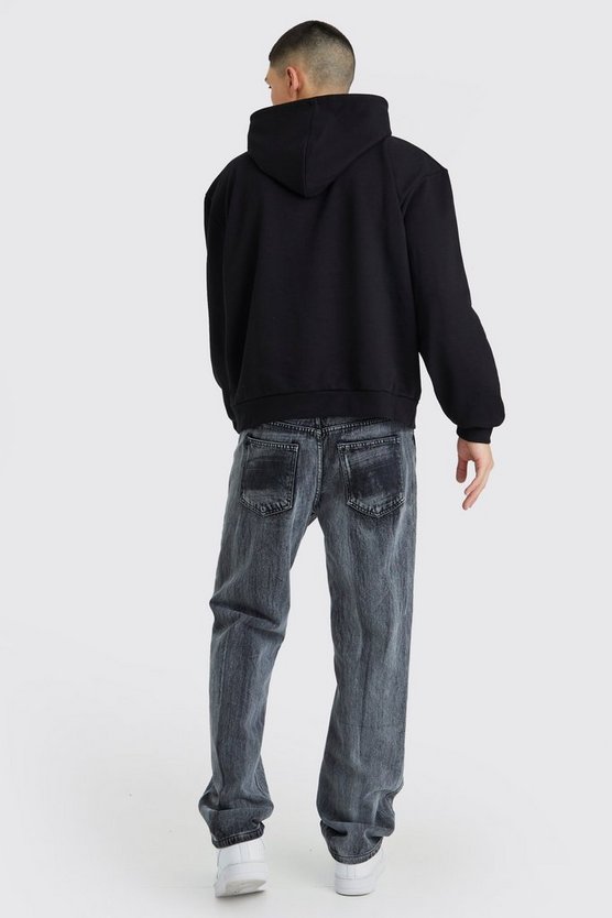 Kastiger Oversize Hoodie mit Print