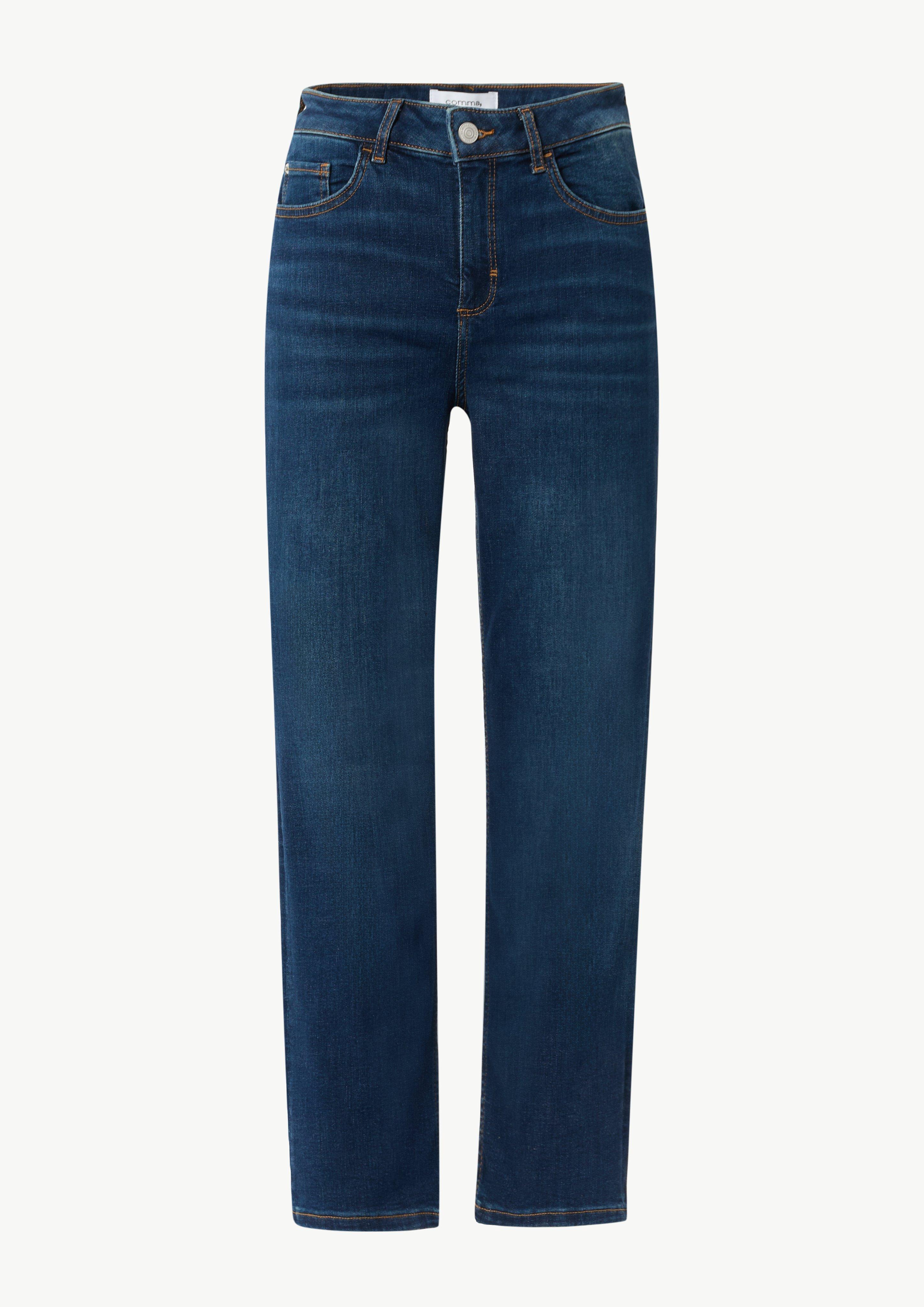 Ankle-Jeans aus Baumwollstretch mit geradem Bein - dunkelblau