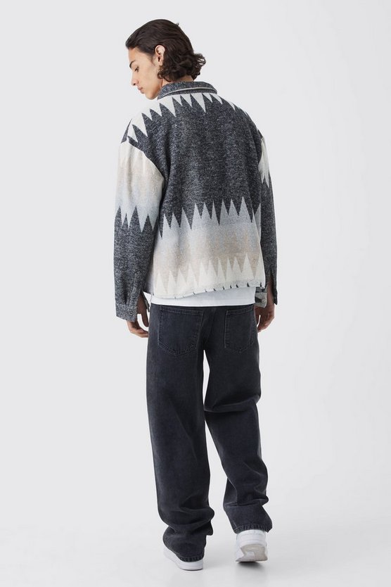 Kastiges gestreiftes Overshirt mit Knopfleiste