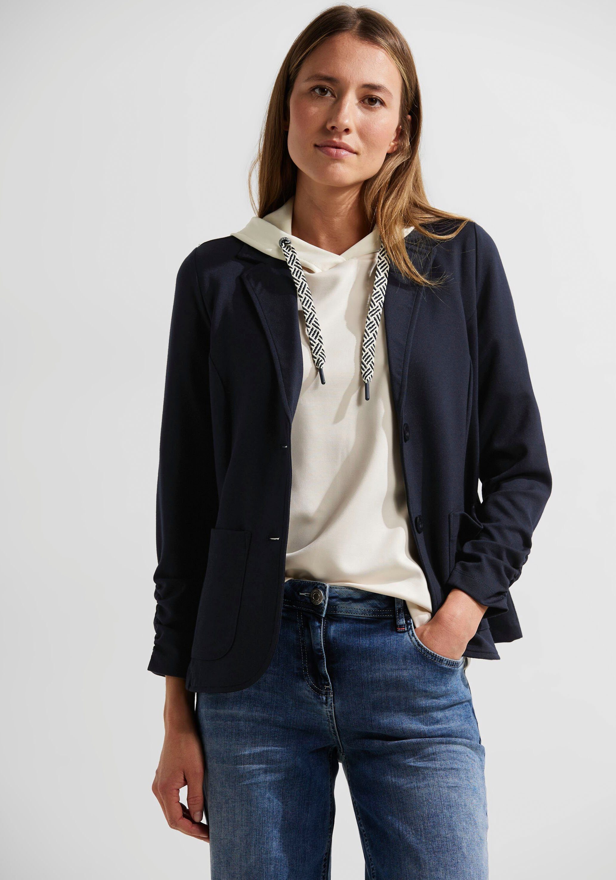 Cecil Sweatblazer mit gerafften 3/4-Ärmeln