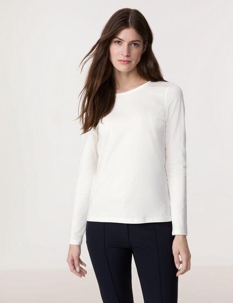 Basic Langarmshirt mit Satinblende