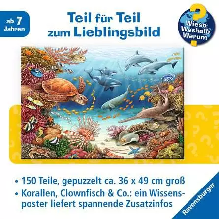 Kinderpuzzle ab 7 Jahren - Wieso? Weshalb? Warum? Meerestiere am Korallenriff - 150 Teile