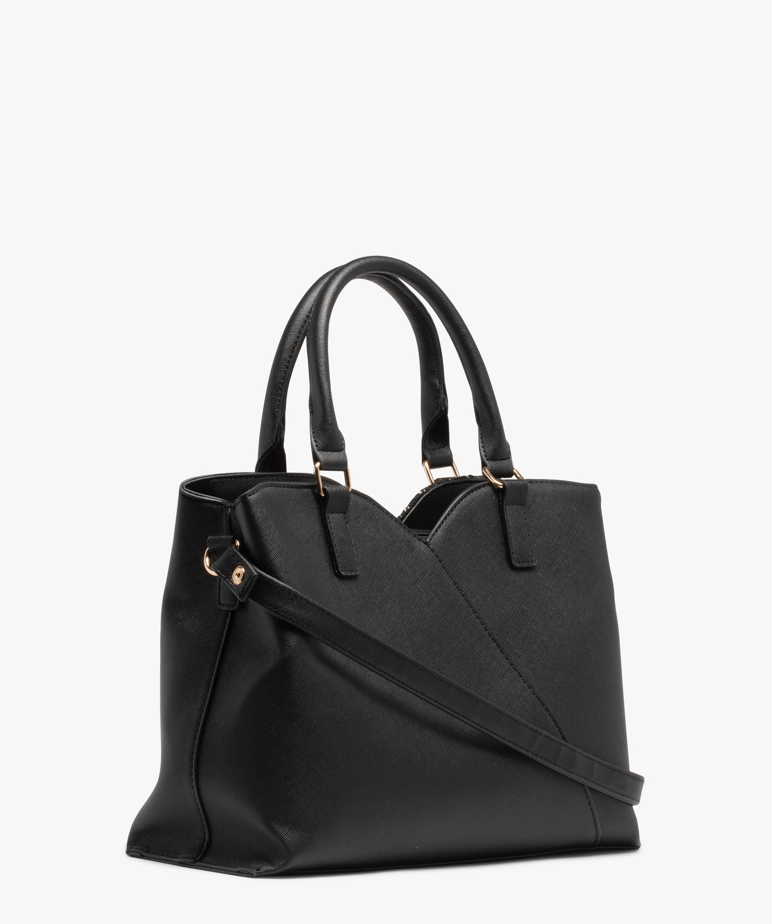 Sac à main bimatière avec accessoire femme noir | GEMO