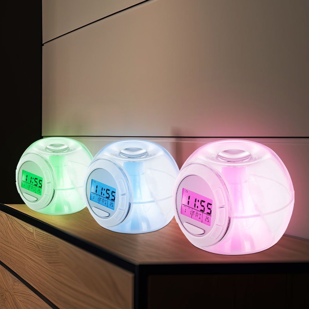 EGLO Radio (Eleganter LED Wecker Nacht Tisch RGB Uhr Farbwechsel Natur Töne Eglo)