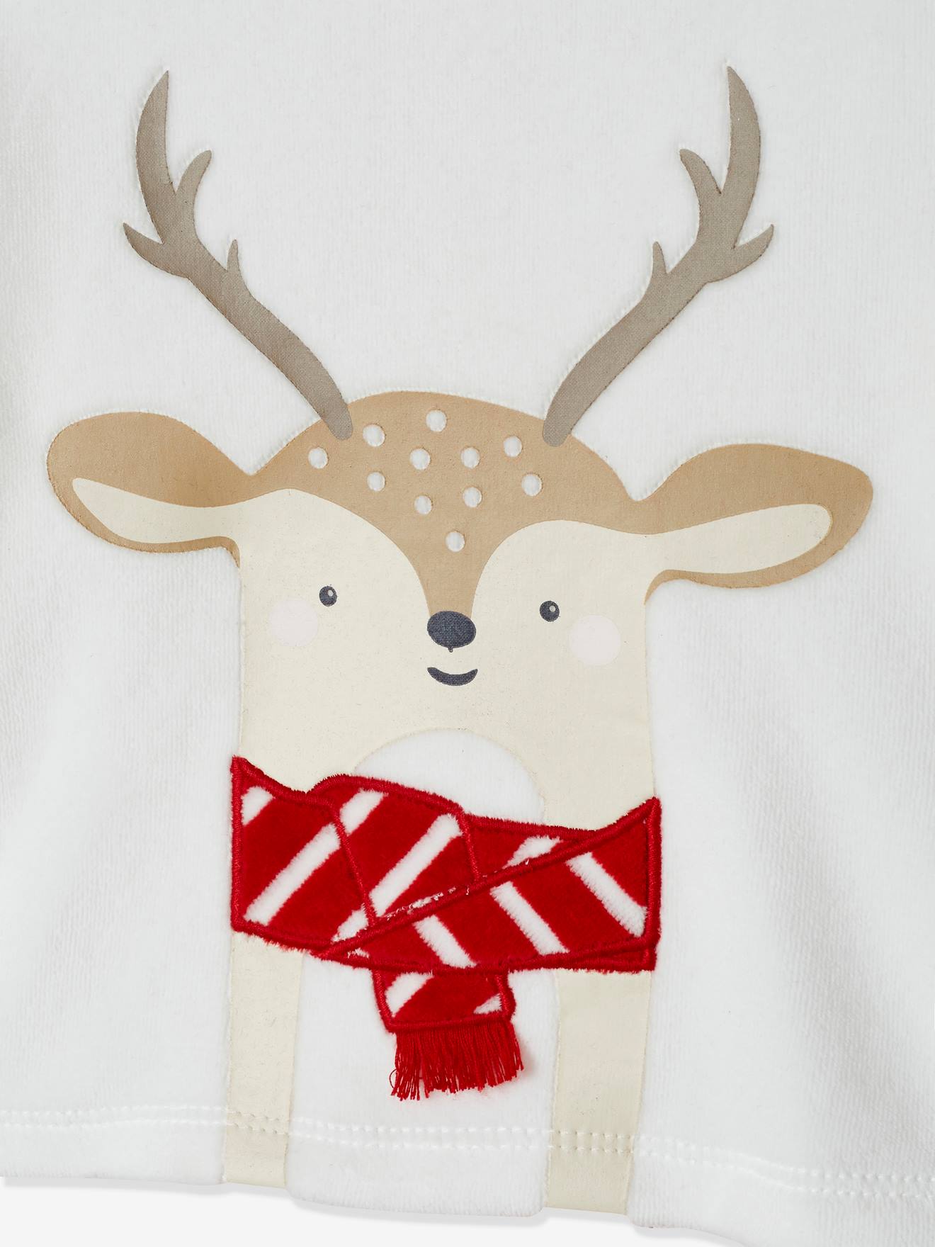 Pyjama 2 pièces en velours bébé Noël ivoire