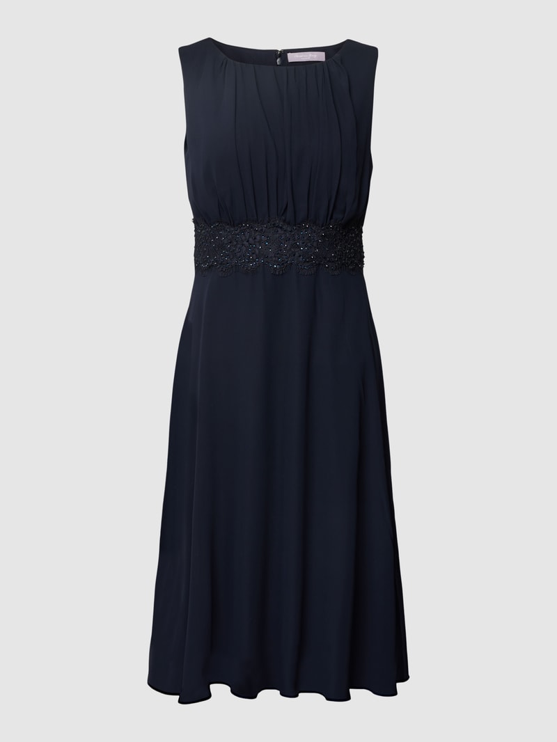 Cocktailkleid mit Ziersteinbesatz in marineblau meliert
