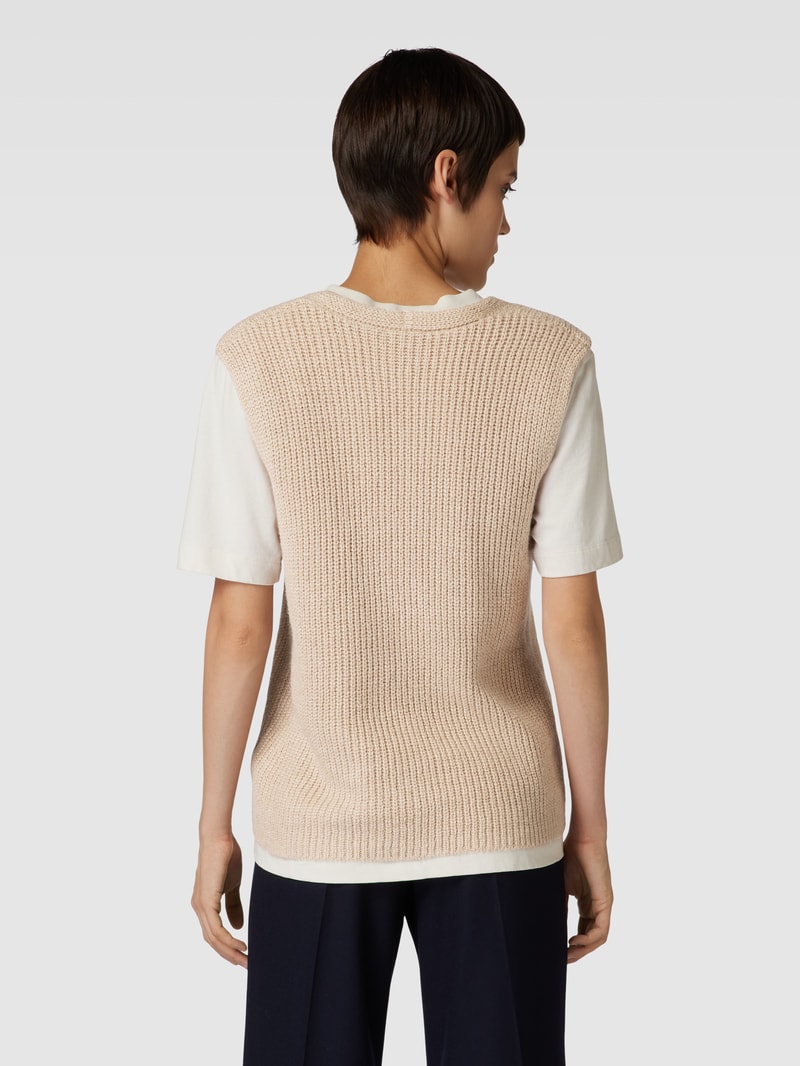 Pullunder in unifarbenem Design mit V-Ausschnitt in beige meliert