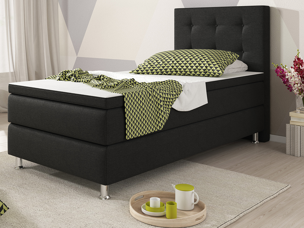 IHG Boxspringbett Köln 90x200 Webstoff Schwarz