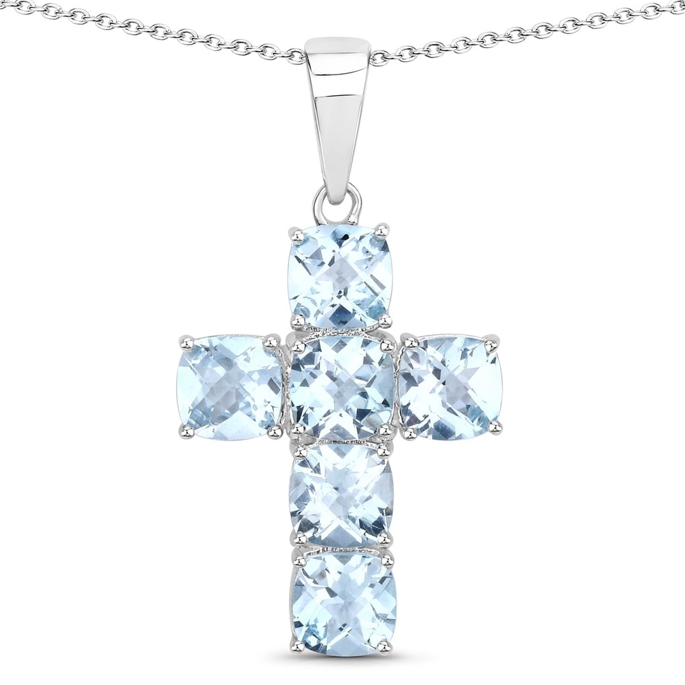 Rafaela Donata Chaîne Croix Argent sterling Topaz bleu en Argent Bijoux