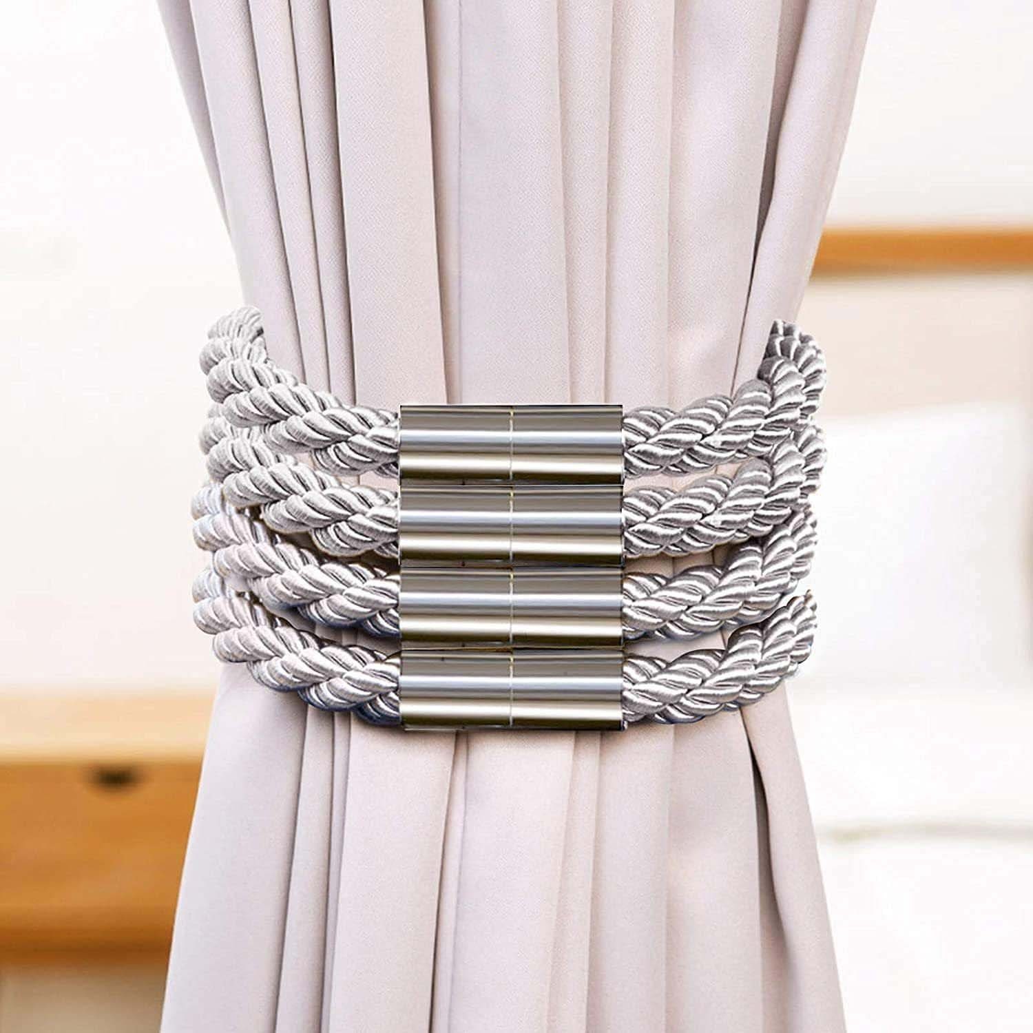Raffhalter 4 Stück Grau Raffhalter für Vorhänge mit Magnet, für Gardinen, aikidio, (4-tlg)