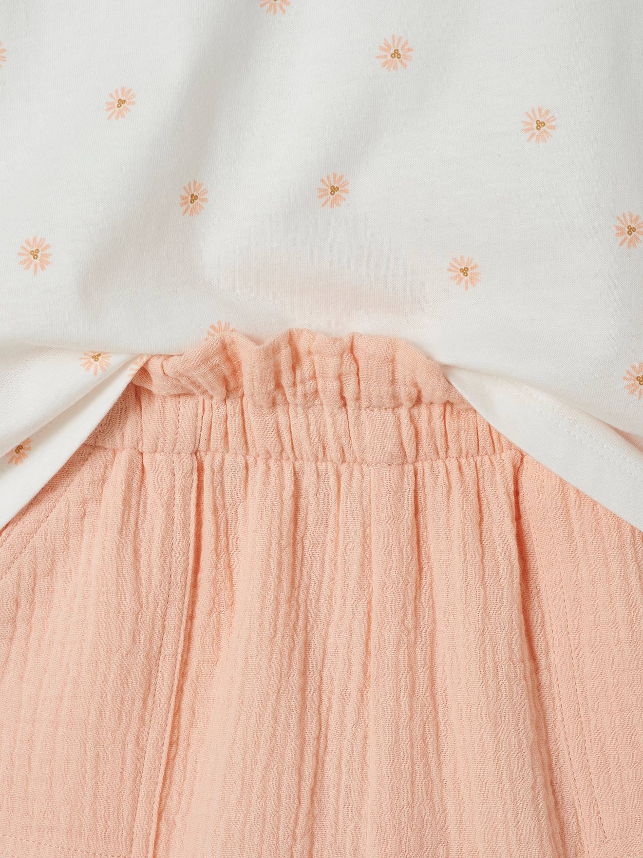 Ensemble t-shirt et short en gaze de coton fille pêche
