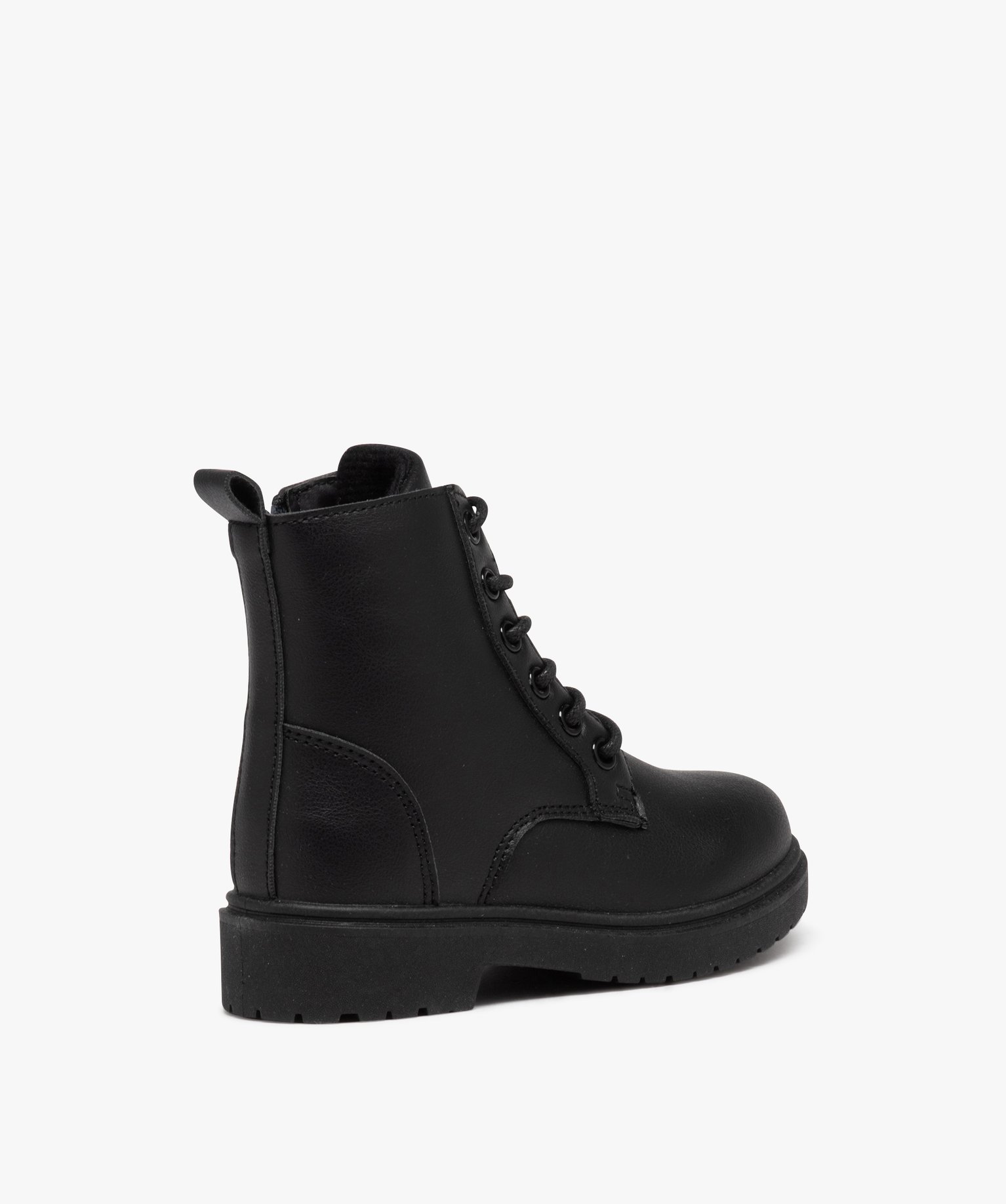 Boots à lacets et semelle crantée style rangers fille noir | GEMO