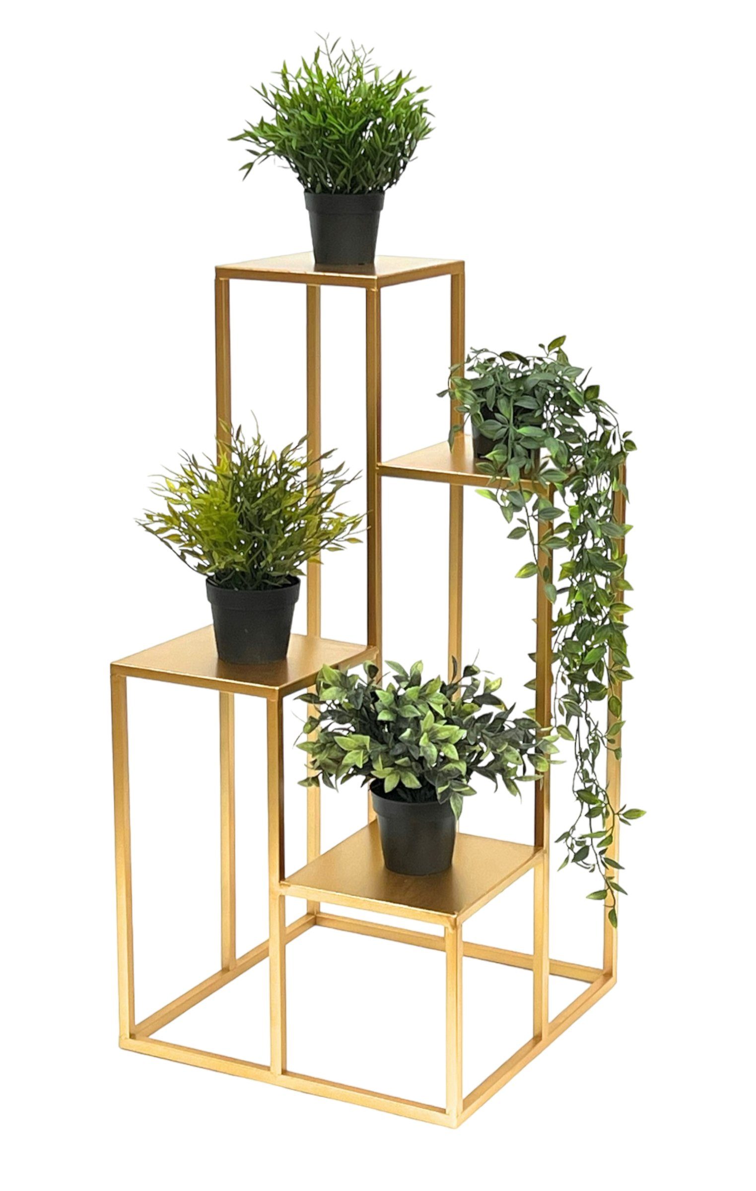 DanDiBo Blumenhocker Blumentreppe Metall Gold 82 cm Pflanzentreppe Blumenständer Modern