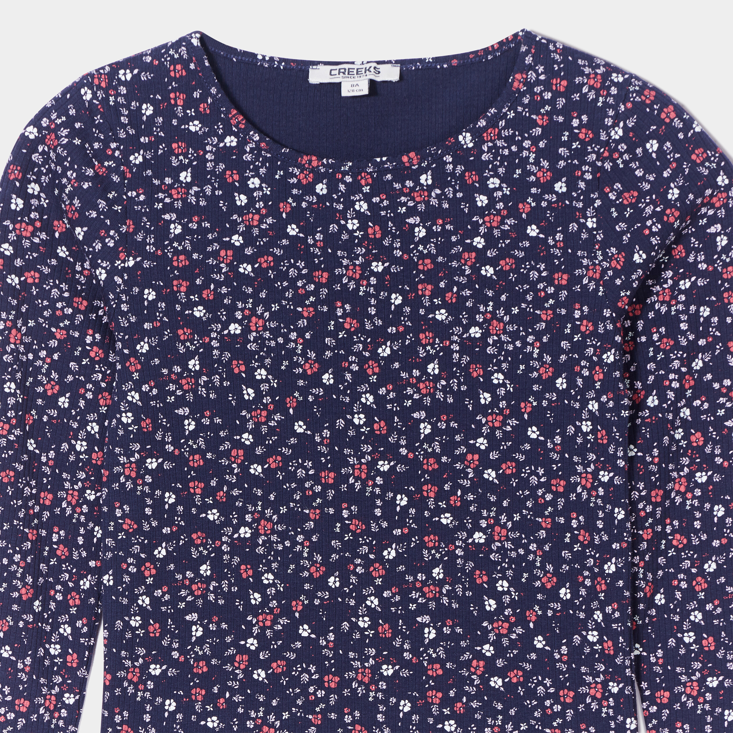 T-shirt manches longues Creeks bleu marine fille | La Halle