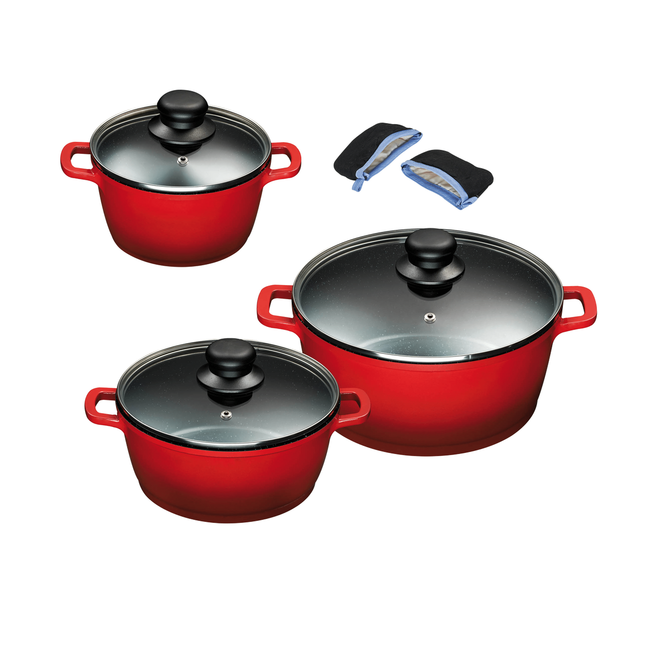 KING Aluguss Kochtopfset 3/6-teilig ROT