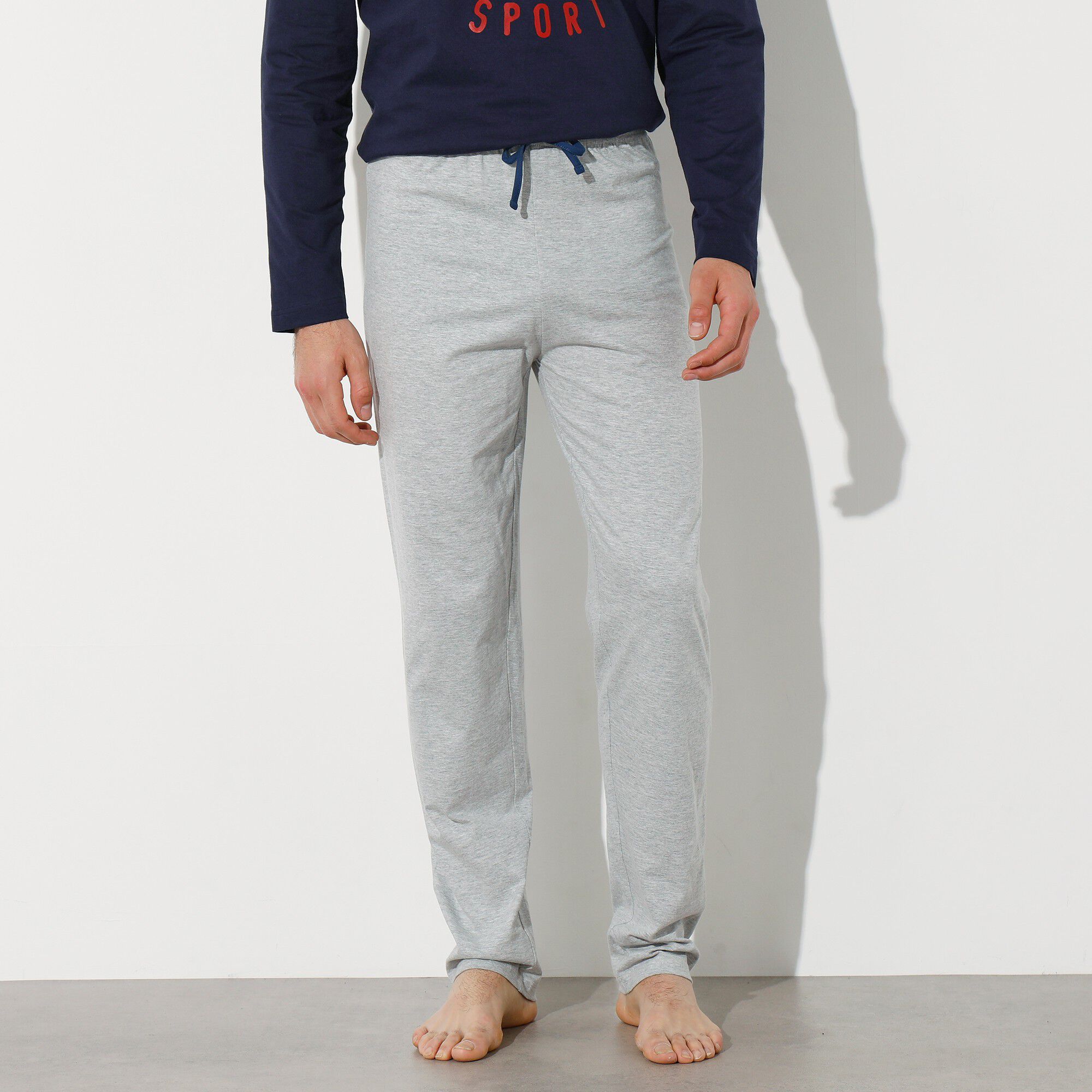 Pantalon pyjama gris chiné uni