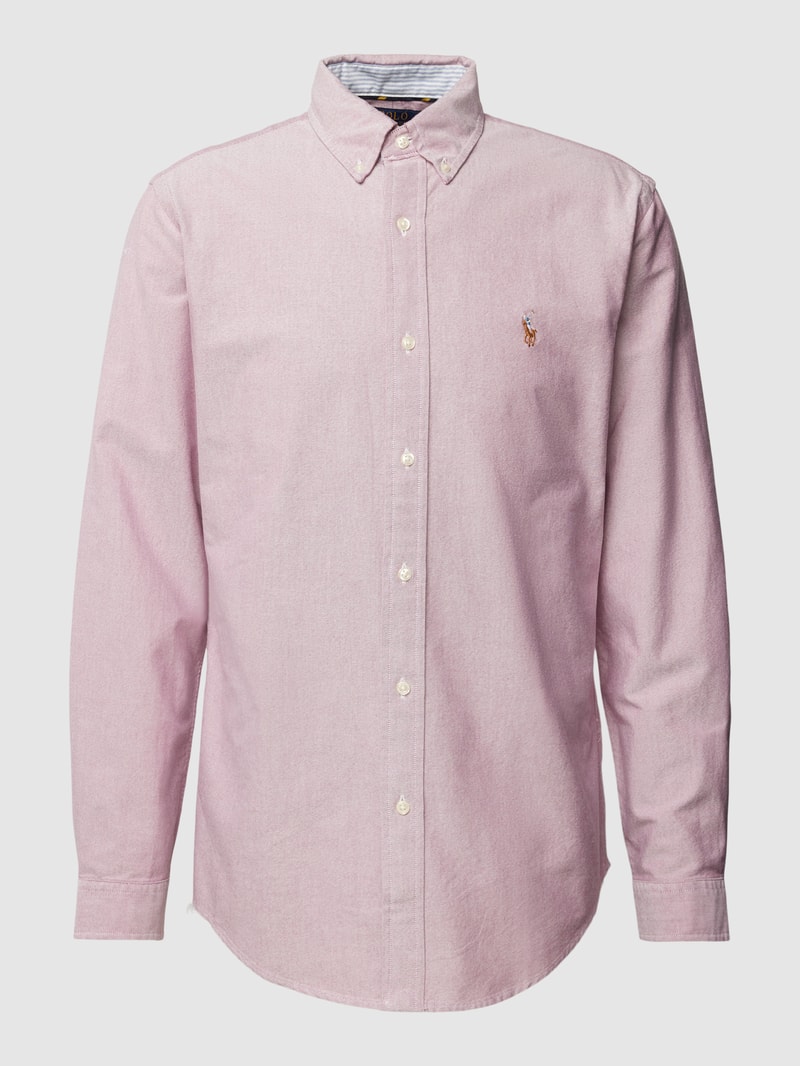 Slim Fit Freizeithemd mit Logo-Stitching in weiß