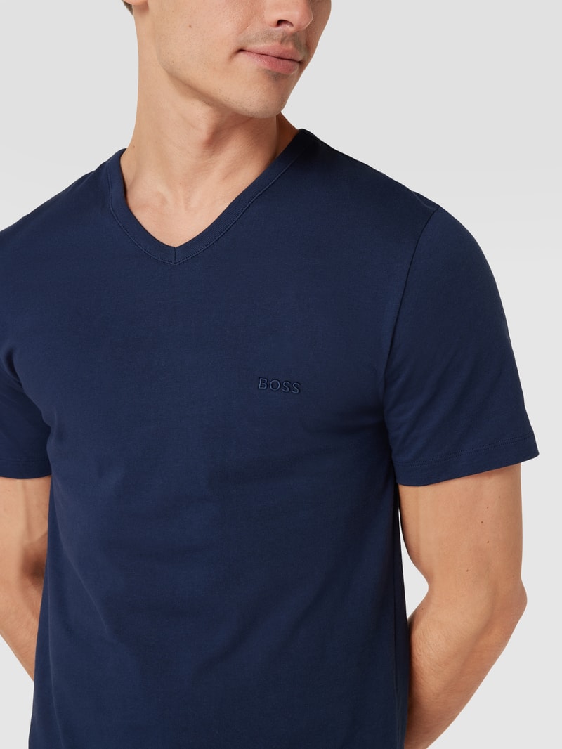 T-Shirt mit V-Ausschnitt im 3er-Pack Modell 'Classic' in dunkelgrau meliert