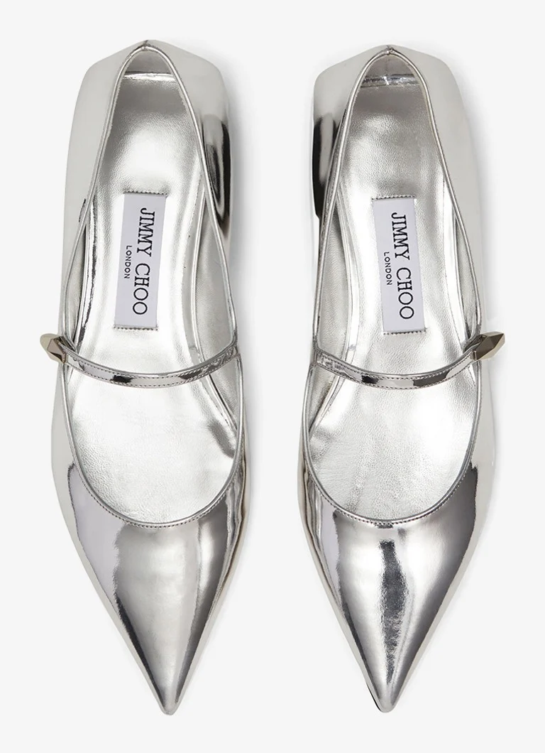 Jimmy Choo Carolyn Flat -balettikengät metallinhohtoisella viimeistelyllä