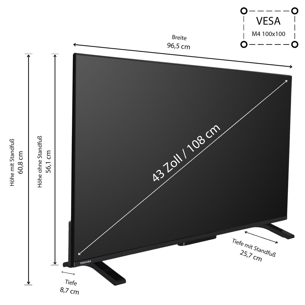 Toshiba 43QV2363DAW 43 Zoll QLED Fernseher/VIDAA Smart TV (4K UHD, HDR Dolby Vision uvm.)