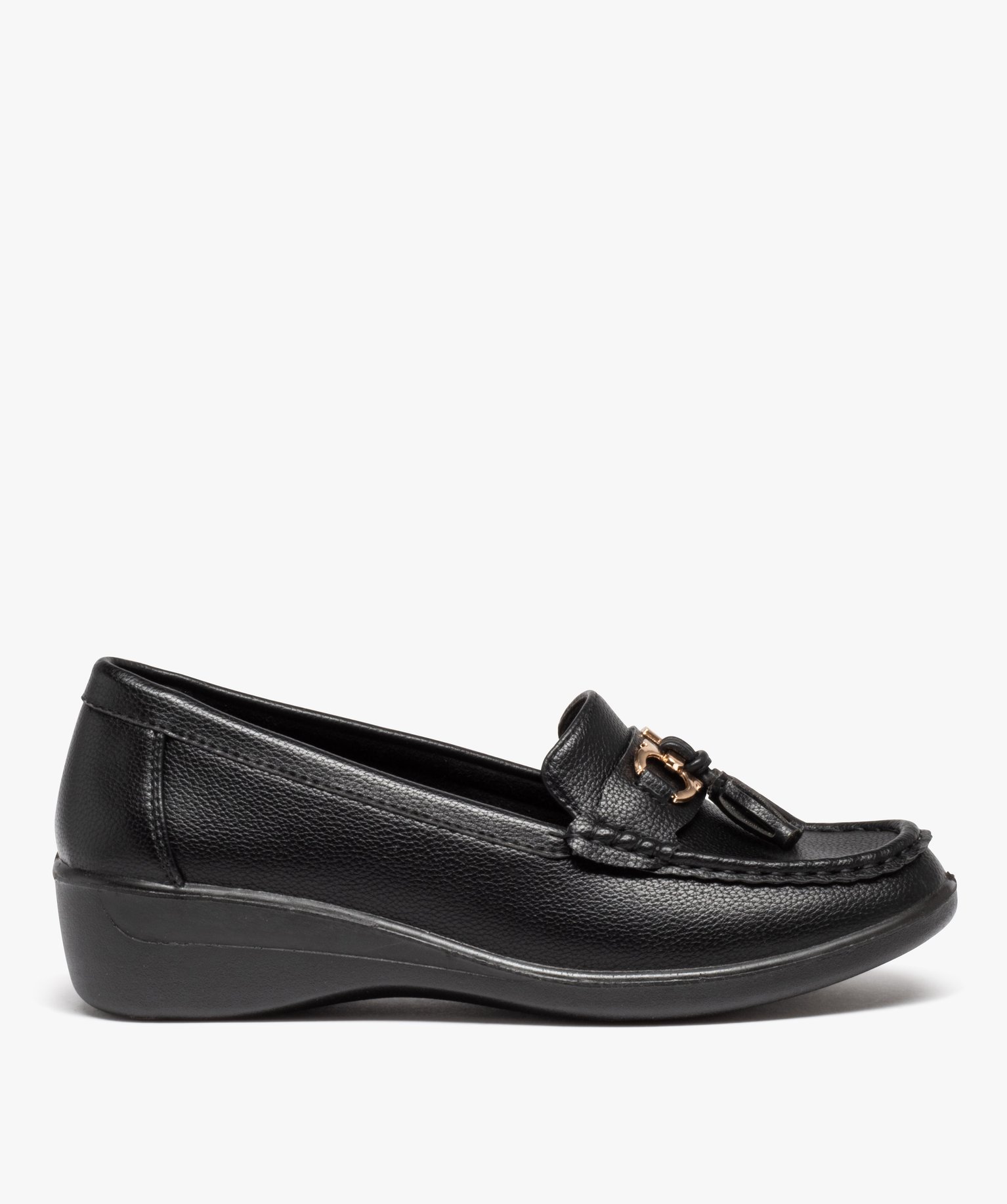 Mocassins femme confort à pampilles avec semelle compensée noir | GEMO