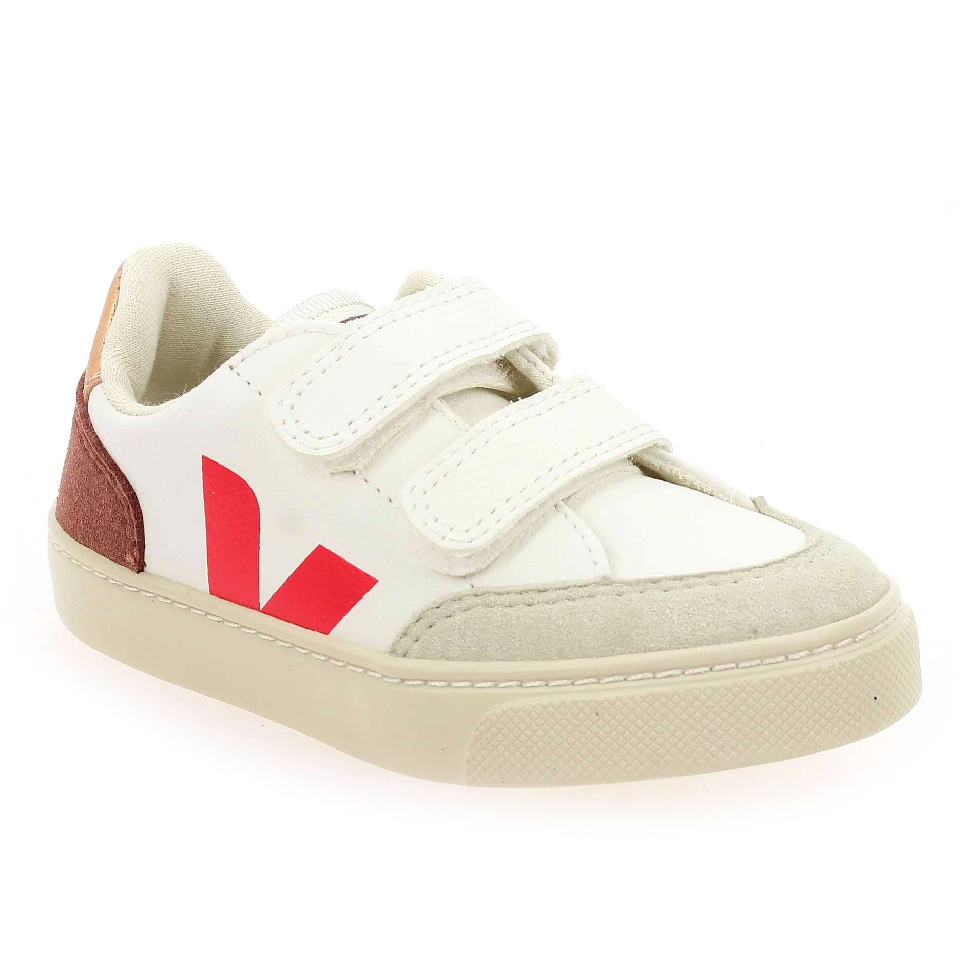 Veja  SMALL V12 VELCRO - Blanc Rose
