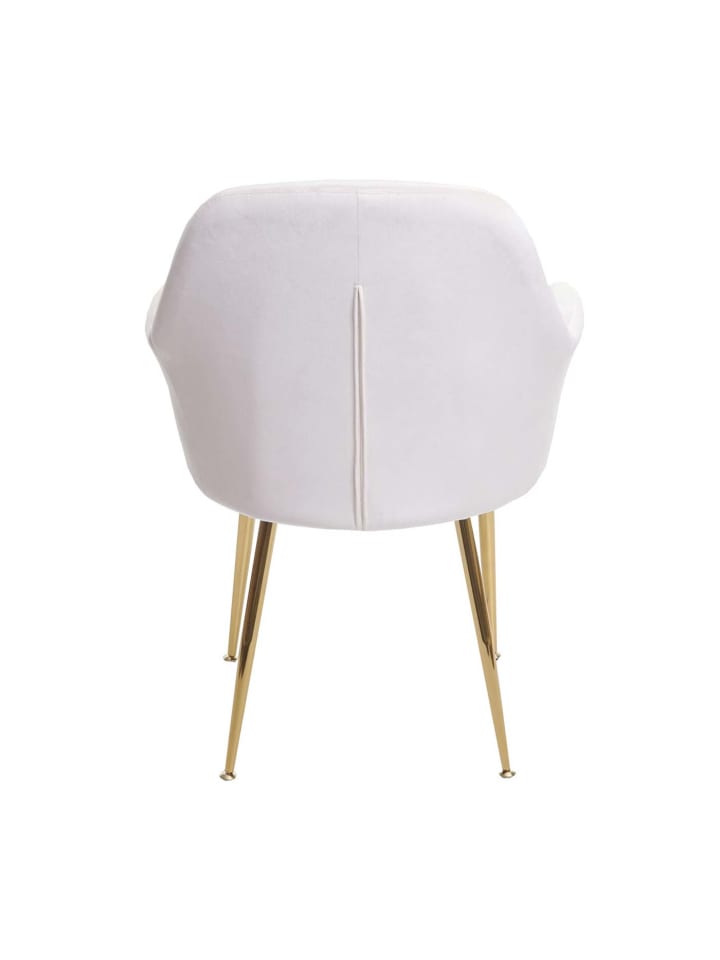 MCW 6er-Set Retro Esszimmerstuhl F18, Samt creme-weiß, goldene Beine günstig kaufen onesize